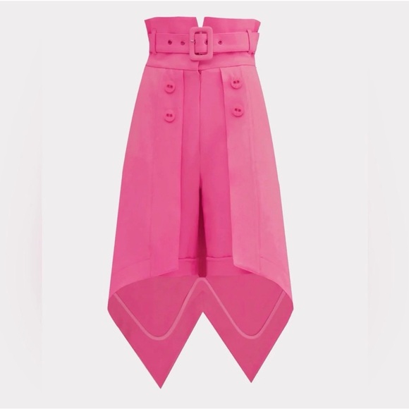 Julia Allert Dresses & Skirts - High-Rise Asymmetrical Belted Skirt in Hot Pink